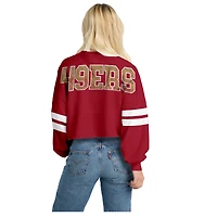 T-shirt à manches longues rayé oversize et court Spirit Jersey Scarlet des 49ers de San Francisco pour femmes