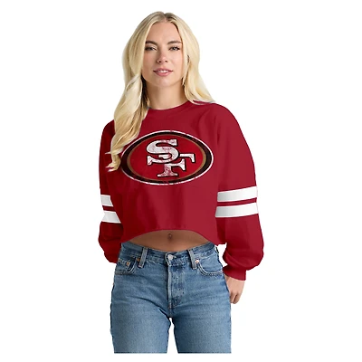 T-shirt à manches longues rayé oversize et court Spirit Jersey Scarlet des 49ers de San Francisco pour femmes