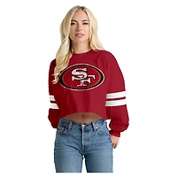 T-shirt à manches longues rayé oversize et court Spirit Jersey Scarlet des 49ers de San Francisco pour femmes