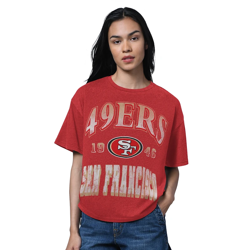 T-shirt surdimensionné pour femme, Heather Scarlet, membre du Temple de la renommée des 49ers San Francisco