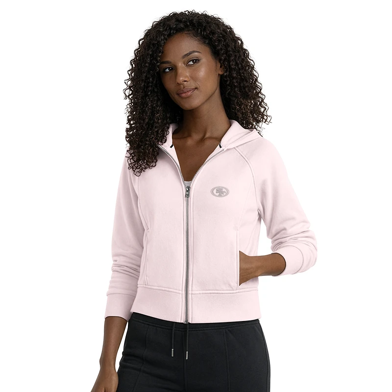 Sweat à capuche zippé court Starter Pink San Francisco 49ers pour femme