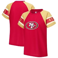 Women's Starter Red San Francisco 49ers 1st Rounder Color Block Raglan Top