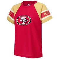Women's Starter Red San Francisco 49ers 1st Rounder Color Block Raglan Top