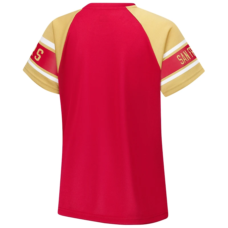 Women's Starter Red San Francisco 49ers 1st Rounder Color Block Raglan Top