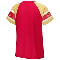 Women's Starter Red San Francisco 49ers 1st Rounder Color Block Raglan Top