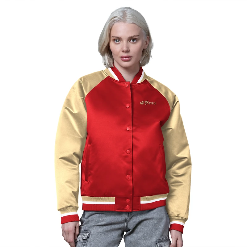 Women's Starter Scarlet/Gold San Francisco 49ers Satin Full-Snap Vintage Varsity Jacket
