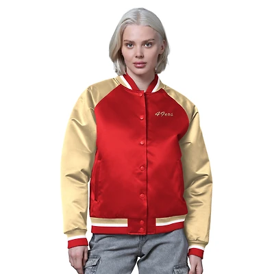 Women's Starter Scarlet/Gold San Francisco 49ers Satin Full-Snap Vintage Varsity Jacket