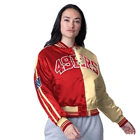 Veste courte en satin à boutons-pression pour femme Starter Scarlet/Gold San Francisco 49ers Zone Blitz