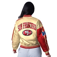 Veste courte en satin à boutons-pression pour femme Starter Scarlet/Gold San Francisco 49ers Zone Blitz