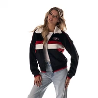 Veste bomber courte en velours côtelé noir à fermeture éclair intégrale The Wild Collective pour femme des 49ers de San Francisco