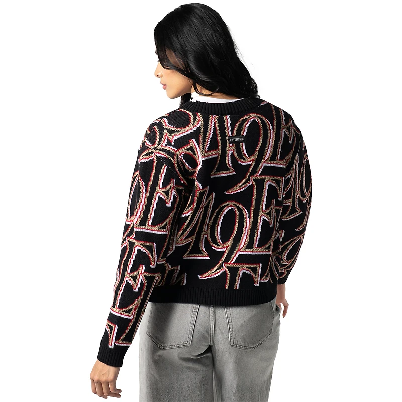 Pull-over court à boutons pour femme The Wild Collective noir San Francisco 49ers