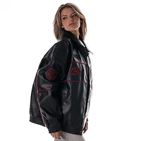 Veste de course en similicuir noir à boutons-pression pour femme The Wild Collective des San Francisco 49ers