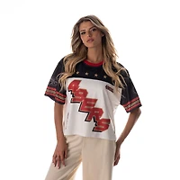 Women's The Wild Collective White San Francisco 49ers Boxy Cropped Mesh T-Shirt