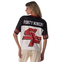 Women's The Wild Collective White San Francisco 49ers Boxy Cropped Mesh T-Shirt
