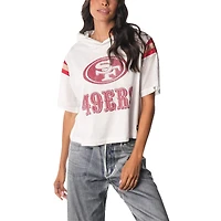 T-shirt à capuche manches courtes en maille blanche The Wild Collective pour femme des 49ers de San Francisco