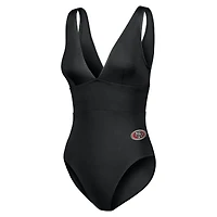 Maillot de bain une pièce moderne à col en V pour femme Tommy Bahama noir San Francisco 49ers Palm
