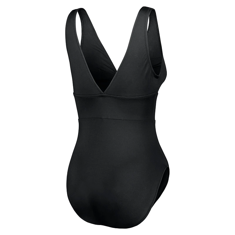 Maillot de bain une pièce moderne à col en V pour femme Tommy Bahama noir San Francisco 49ers Palm