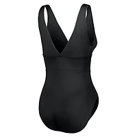 Maillot de bain une pièce moderne à col en V pour femme Tommy Bahama noir San Francisco 49ers Palm