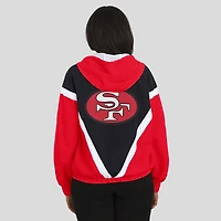 Women's WEAR by Erin Andrews Black/Scarlet San Francisco 49ers Retro Crinkle Full-Zip Hoodie Windbreaker