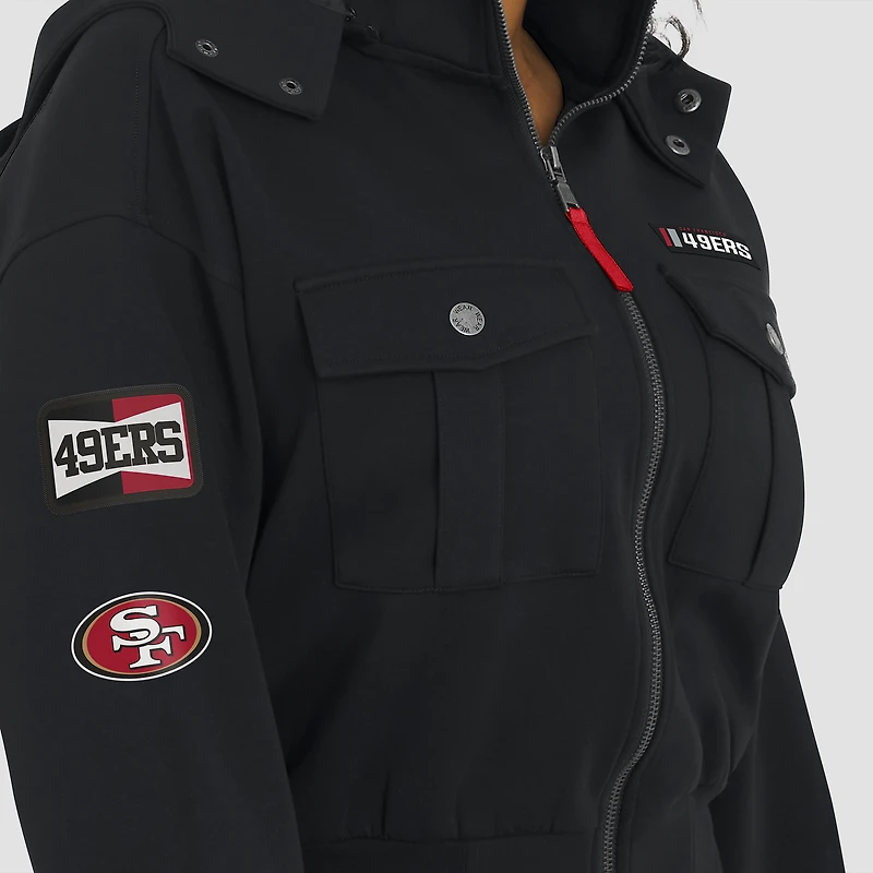 Veste bomber courte zippée noire à poches plaquées pour femme WEAR by Erin Andrews des 49ers de San Francisco