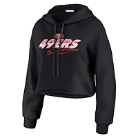 Women's WEAR by Erin Andrews Black San Francisco 49ers Prime Cropped Pullover Hoodie