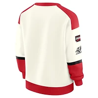 Women's WEAR by Erin Andrews  Cream San Francisco 49ers Racing Crew V-Neck Sweatshirt