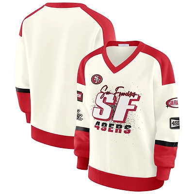 Sweat-shirt à col en V crème des 49ers de San Francisco pour femme par Erin Andrews