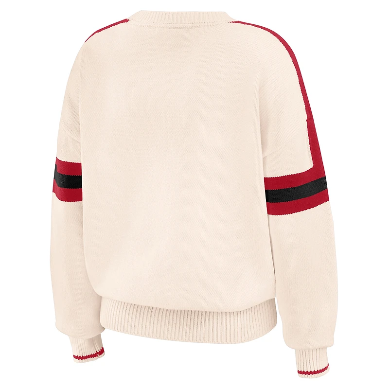 Women's WEAR by Erin Andrews  Cream San Francisco 49ers Stripe Pullover Sweater