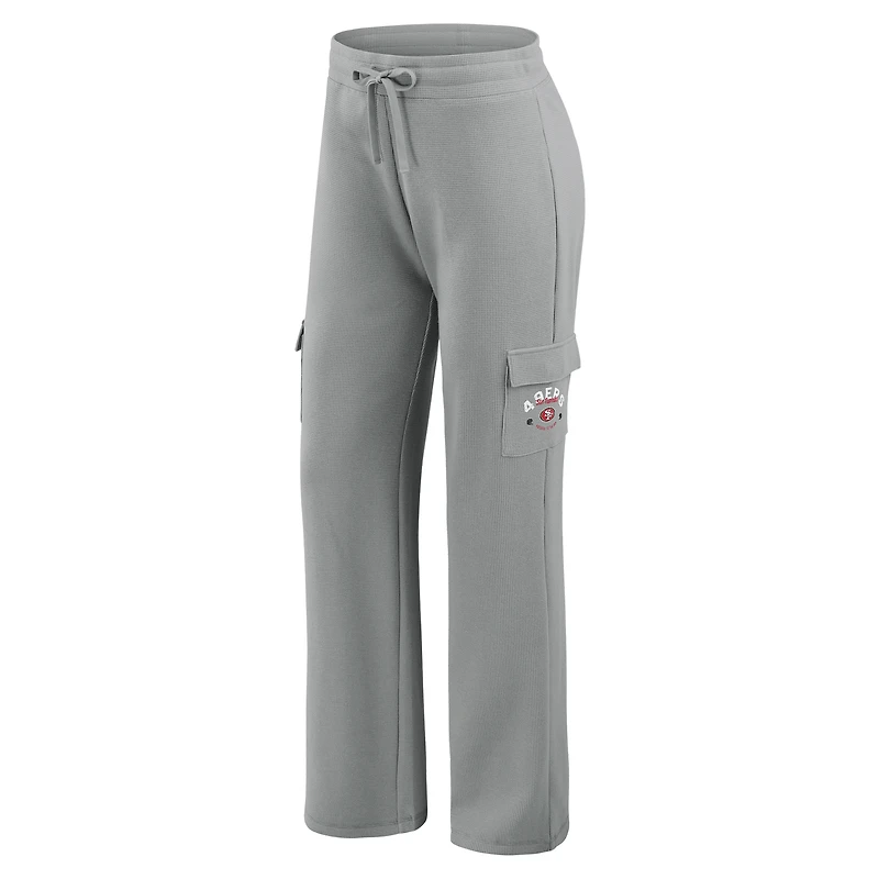 Women's WEAR by Erin Andrews Gray San Francisco 49ers Plus Waffle-Knit Long Sleeve Hooded Shirt & Pants Lounge Set