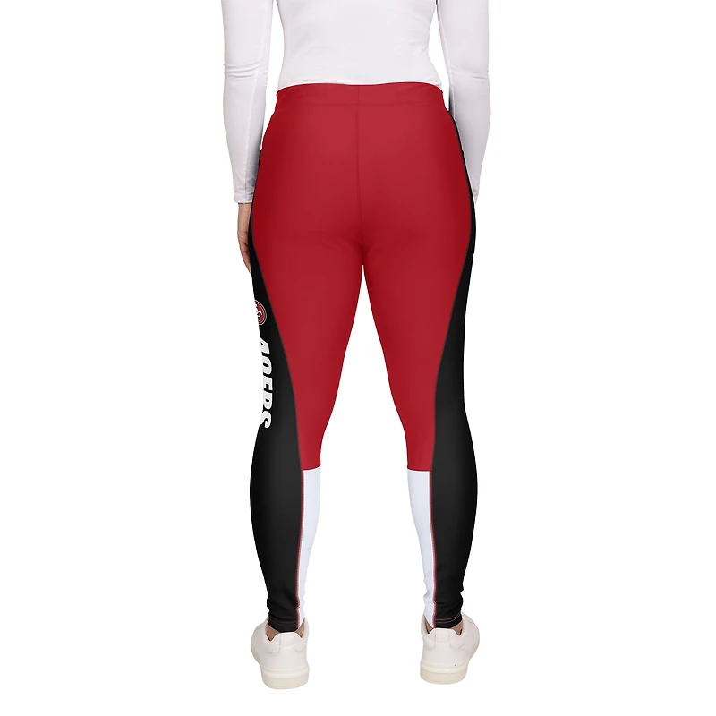 Women's WEAR by Erin Andrews Scarlet/Black San Francisco 49ers Color-Block Leggings
