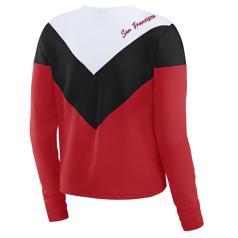 Women's WEAR by Erin Andrews Scarlet/Black San Francisco 49ers Plus Chevron Tri-Blend Long Sleeve T-Shirt