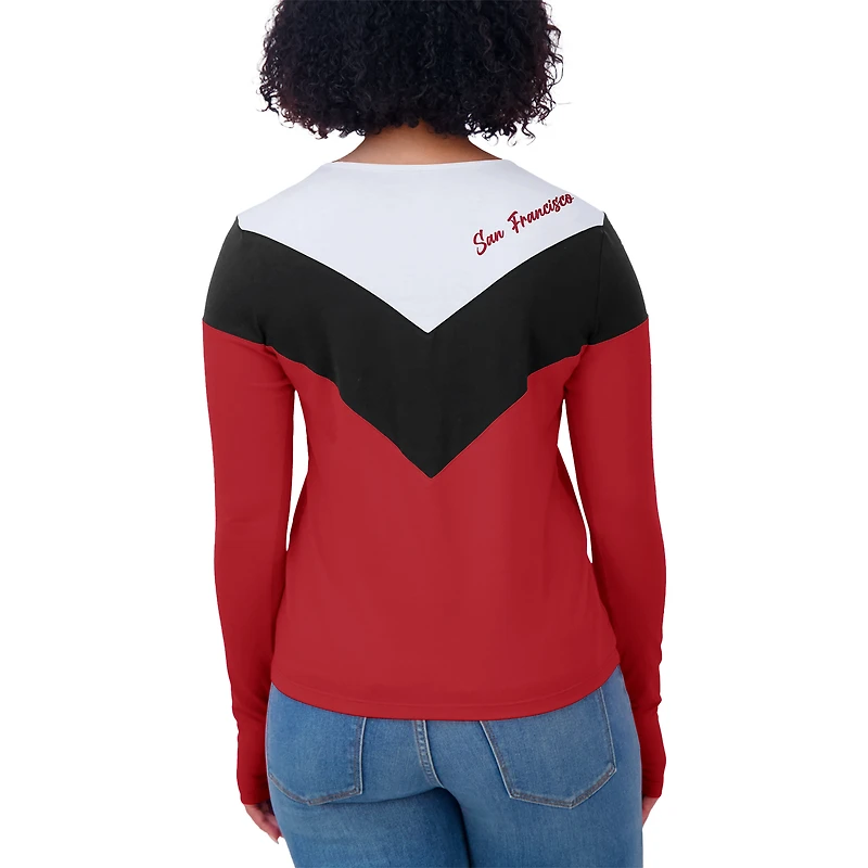Women's WEAR by Erin Andrews Scarlet/Black San Francisco 49ers Plus Chevron Tri-Blend Long Sleeve T-Shirt
