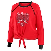 Women's WEAR by Erin Andrews Scarlet/Black San Francisco 49ers Plus Tie-Front Long Sleeve Top