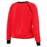 Women's WEAR by Erin Andrews Scarlet/Black San Francisco 49ers Tie-Front Long Sleeve Top