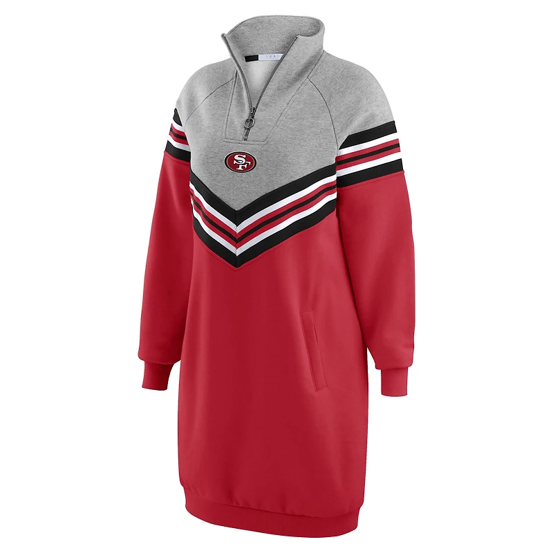 Robe à rayures en chevrons des 49ers de San Francisco couleur écarlate/gris chiné pour femme WEAR by Erin Andrews