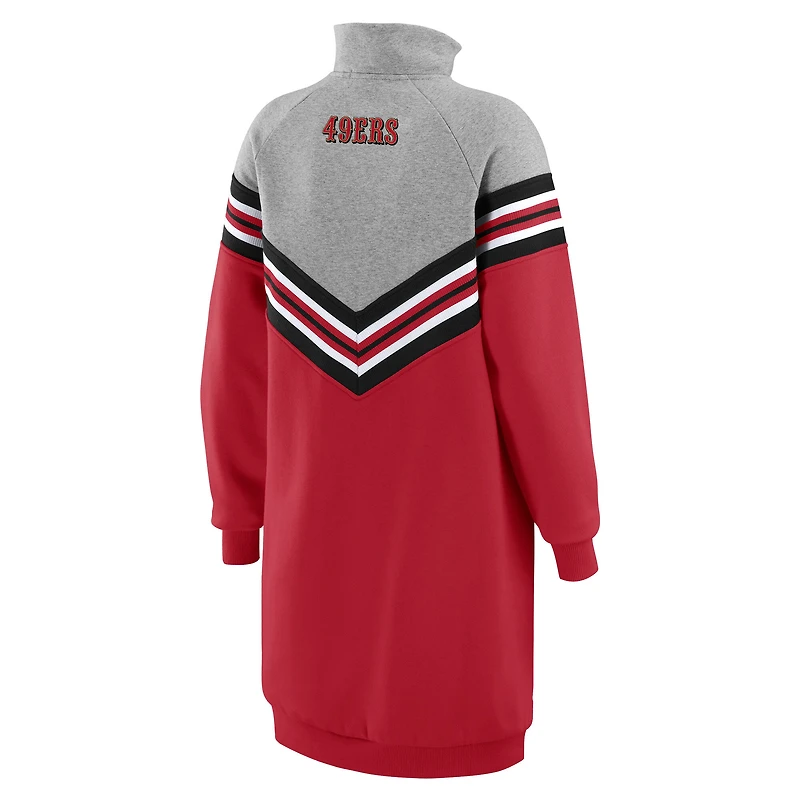 Women's WEAR by Erin Andrews  Scarlet/Heather Gray San Francisco 49ers Chevron Stripe Dress