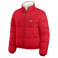 Women's WEAR by Erin Andrews  Scarlet/White San Francisco 49ers Reversible Cropped Full-Zip Puffer Jacket