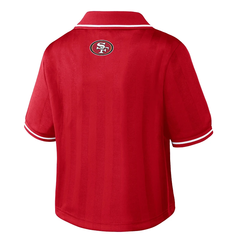 Women's WEAR by Erin Andrews Scarlet San Francisco 49ers Cropped Jersey Polo