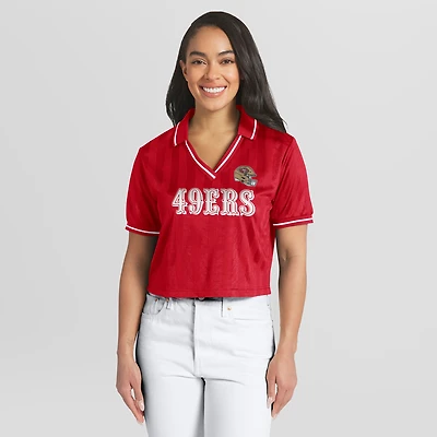 Polo court en jersey écarlate des 49ers de San Francisco, collection femme WEAR by Erin Andrews