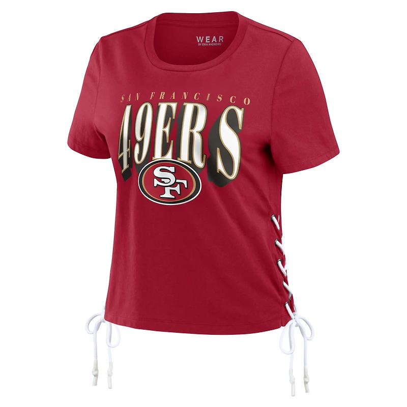 T-shirt court à lacets sur le côté pour femme WEAR by Erin Andrews Scarlet des 49ers de San Francisco