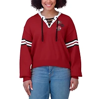 Women's WEAR by Erin Andrews Scarlet  San Francisco 49ers Lace-Up Sweater