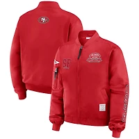 Women's WEAR by Erin Andrews Scarlet San Francisco 49ers Patch Full-Zip Bomber Jacket