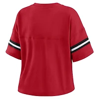 T-shirt à col en V blocs de couleurs pour femmes la collection WEAR by Erin Andrews Scarlet San Francisco 49ers, grande taille