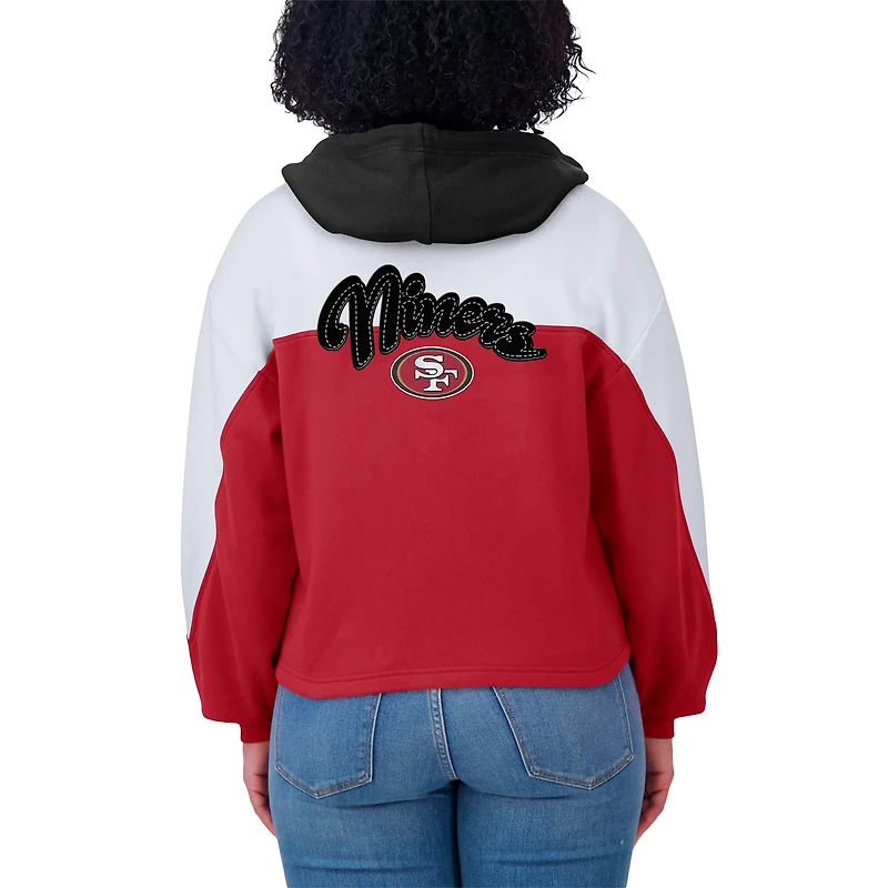 Women's WEAR by Erin Andrews Scarlet San Francisco 49ers Plus Color Block Full-Zip Hoodie