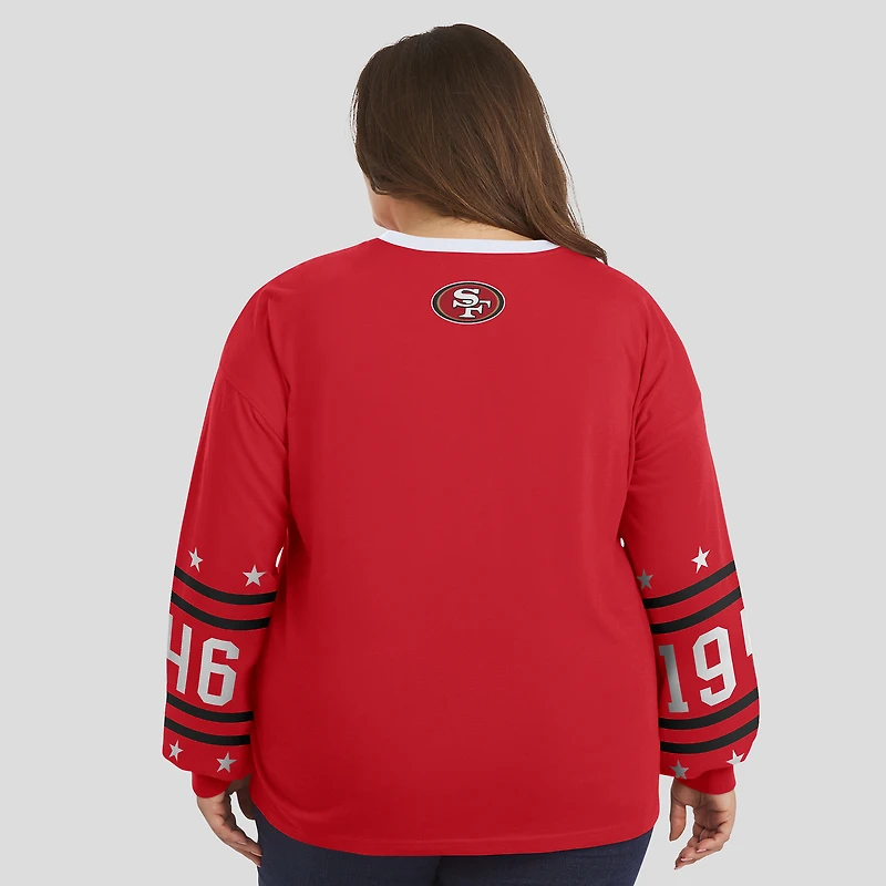 Women's WEAR by Erin Andrews Scarlet San Francisco 49ers Plus Sport Long-Sleeve T-Shirt