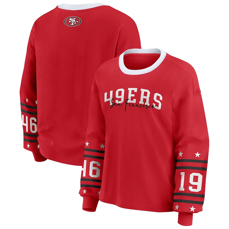 T-shirt de sport à manches longues grande taille pour femme WEAR by Erin Andrews Scarlet San Francisco 49ers