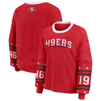 T-shirt de sport à manches longues grande taille pour femme WEAR by Erin Andrews Scarlet San Francisco 49ers