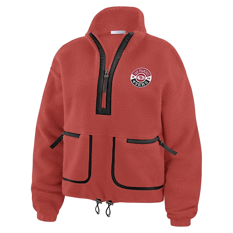 Women's WEAR by Erin Andrews Scarlet San Francisco 49ers Polar Fleece Half-Zip Jacket