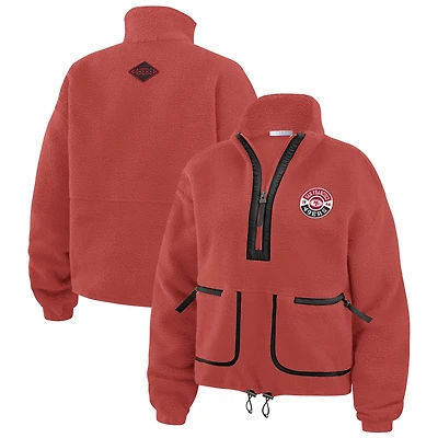 Women's WEAR by Erin Andrews Scarlet San Francisco 49ers Polar Fleece Half-Zip Jacket