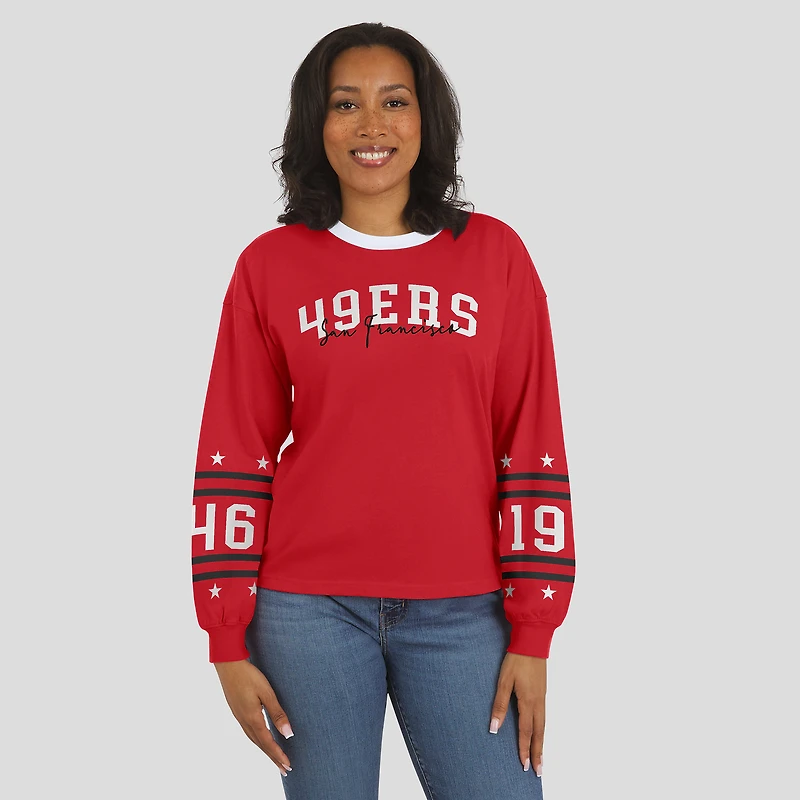 T-shirt de sport à manches longues Scarlet des San Francisco 49ers pour femme WEAR by Erin Andrews